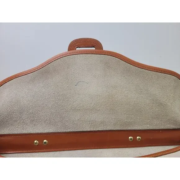 VTG Dooney & Bourke Large Equestrian Flap Bag Briefcase in Bone & British Tan - Picture 9 of 11
